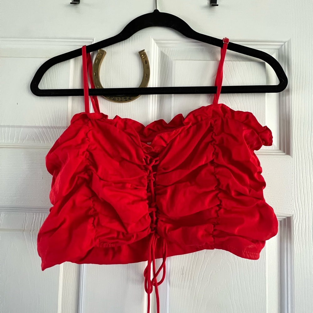 Red crop top with adjustable straps